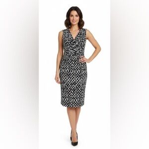 Anne Taylor V Neck Sleevless Print Dress Size Small